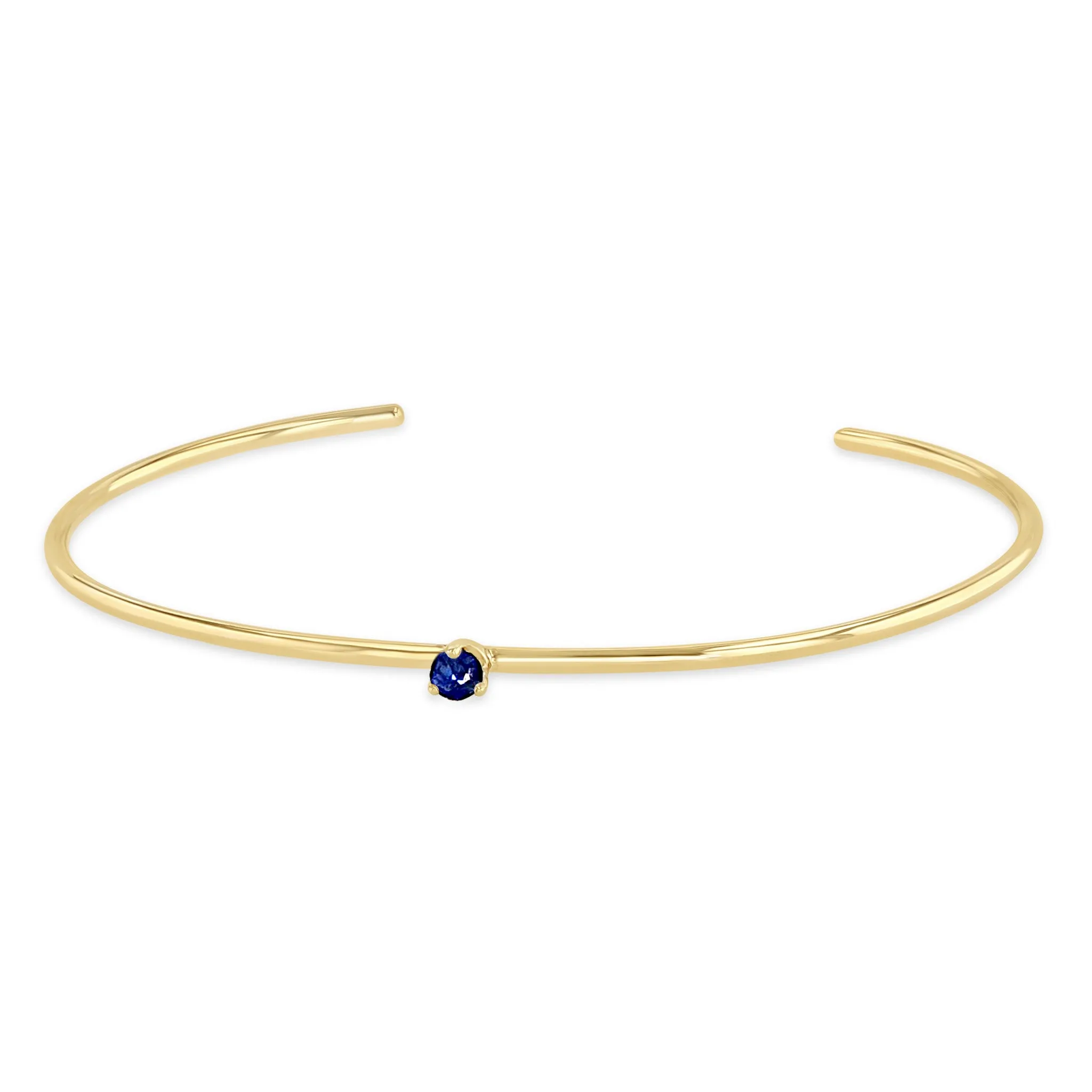 14k Single Prong Blue Sapphire Cuff