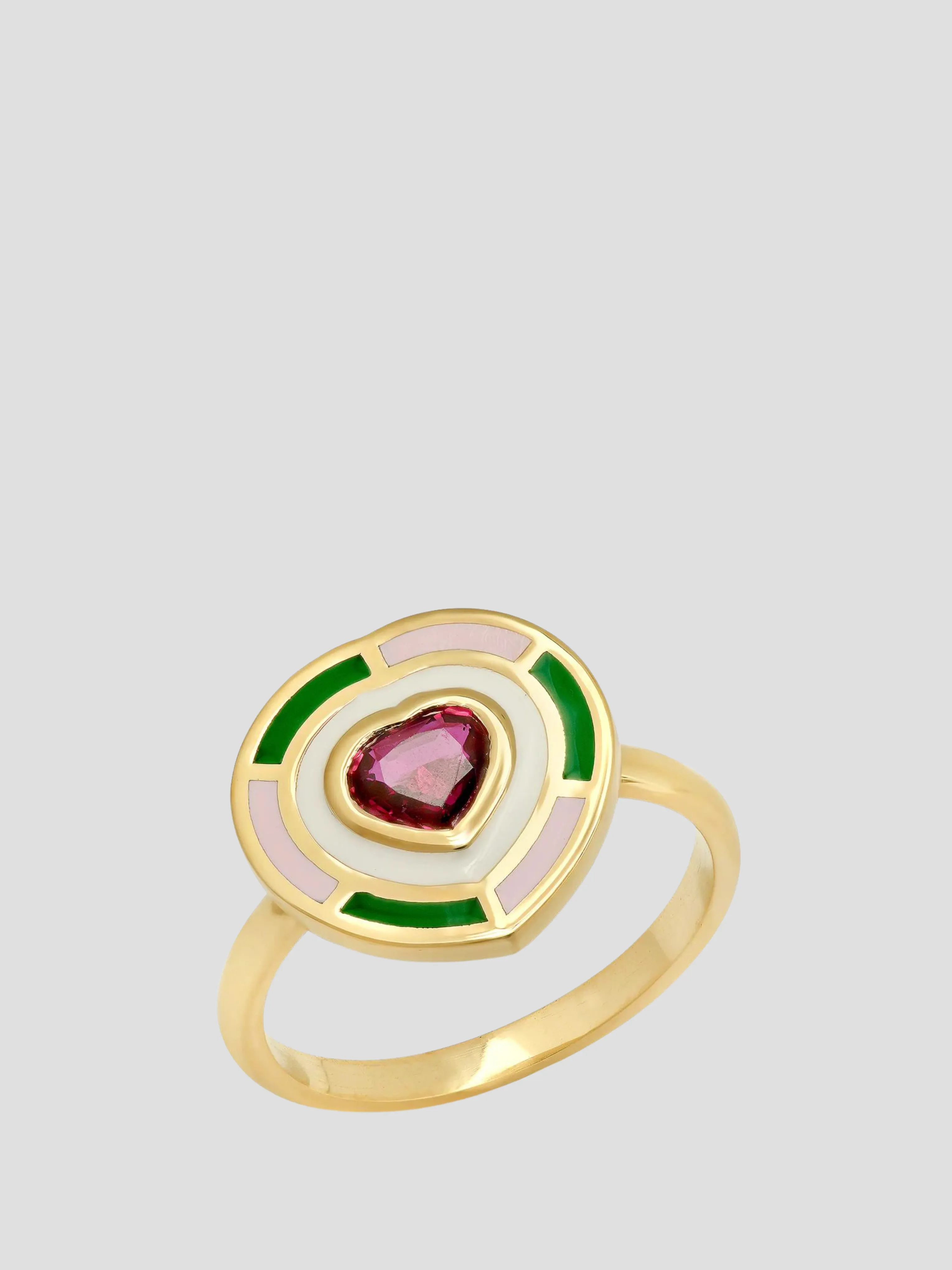 18K YG Fontaine Ruby Heart Enamel Ring