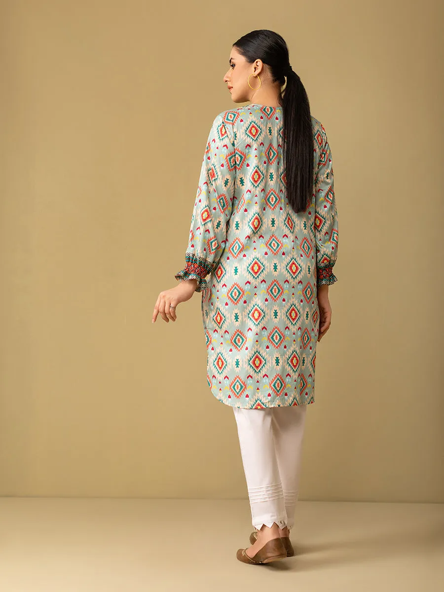 1pc - Stitched Basic Printed Cotton Silk Shirt