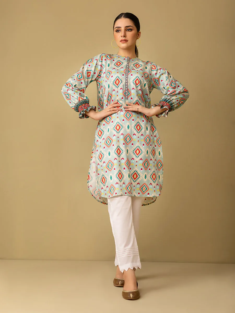 1pc - Stitched Basic Printed Cotton Silk Shirt