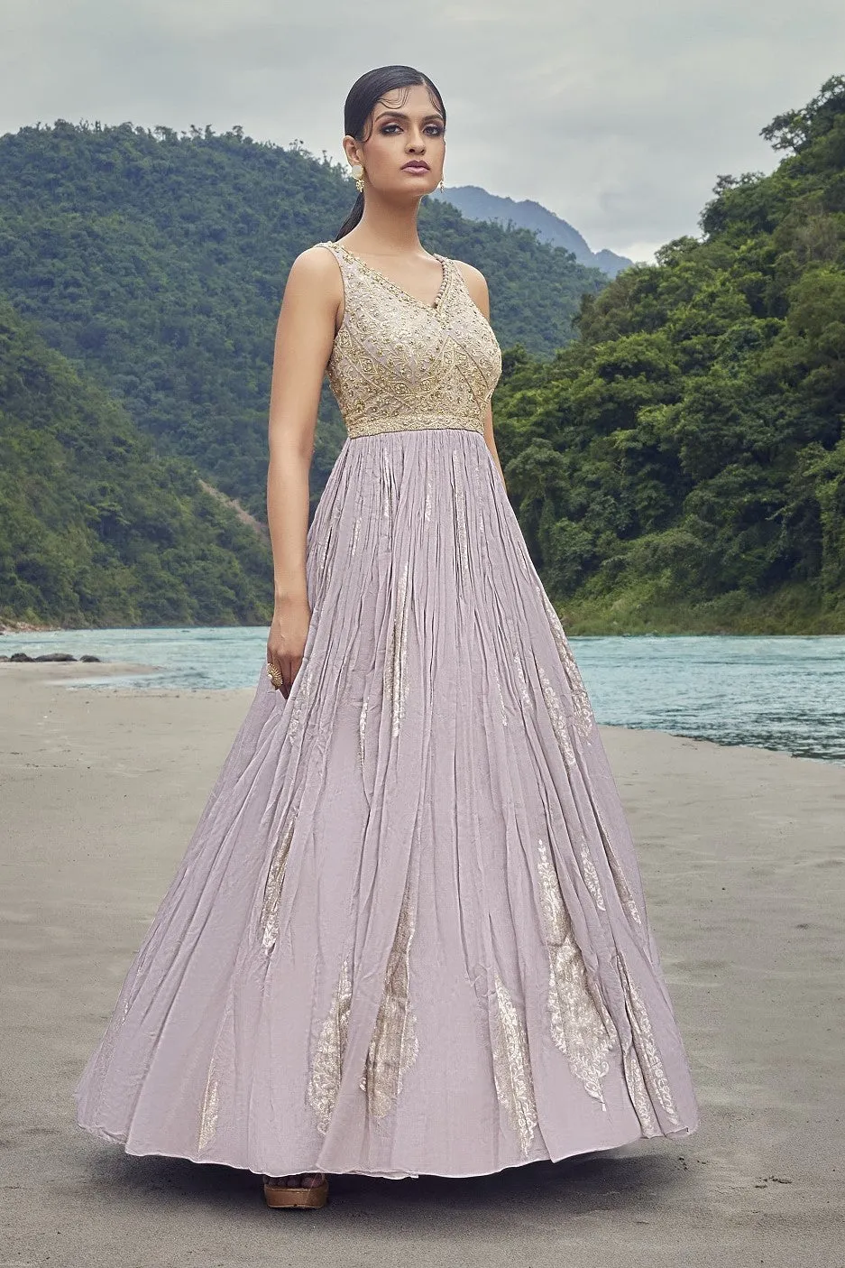 50Z839-RO Light Pink Embroidered Gown