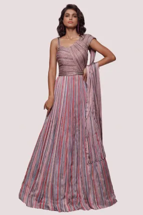 50Z917-RO Multicolor Printed Satin Gown