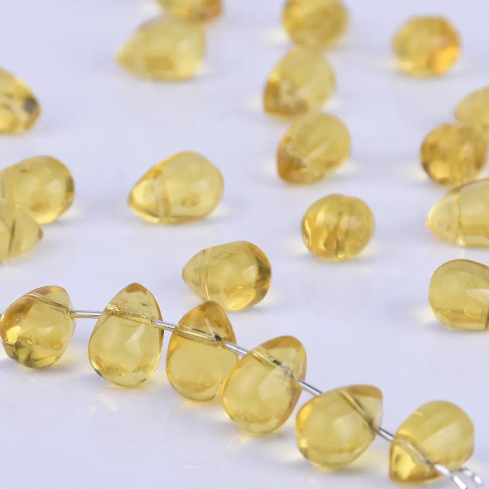 6*9mm Glass Teardrop Beads Czech beads Glass drop Beads Glass Beads Tiny Drops Seed Beads yellow 50pcs