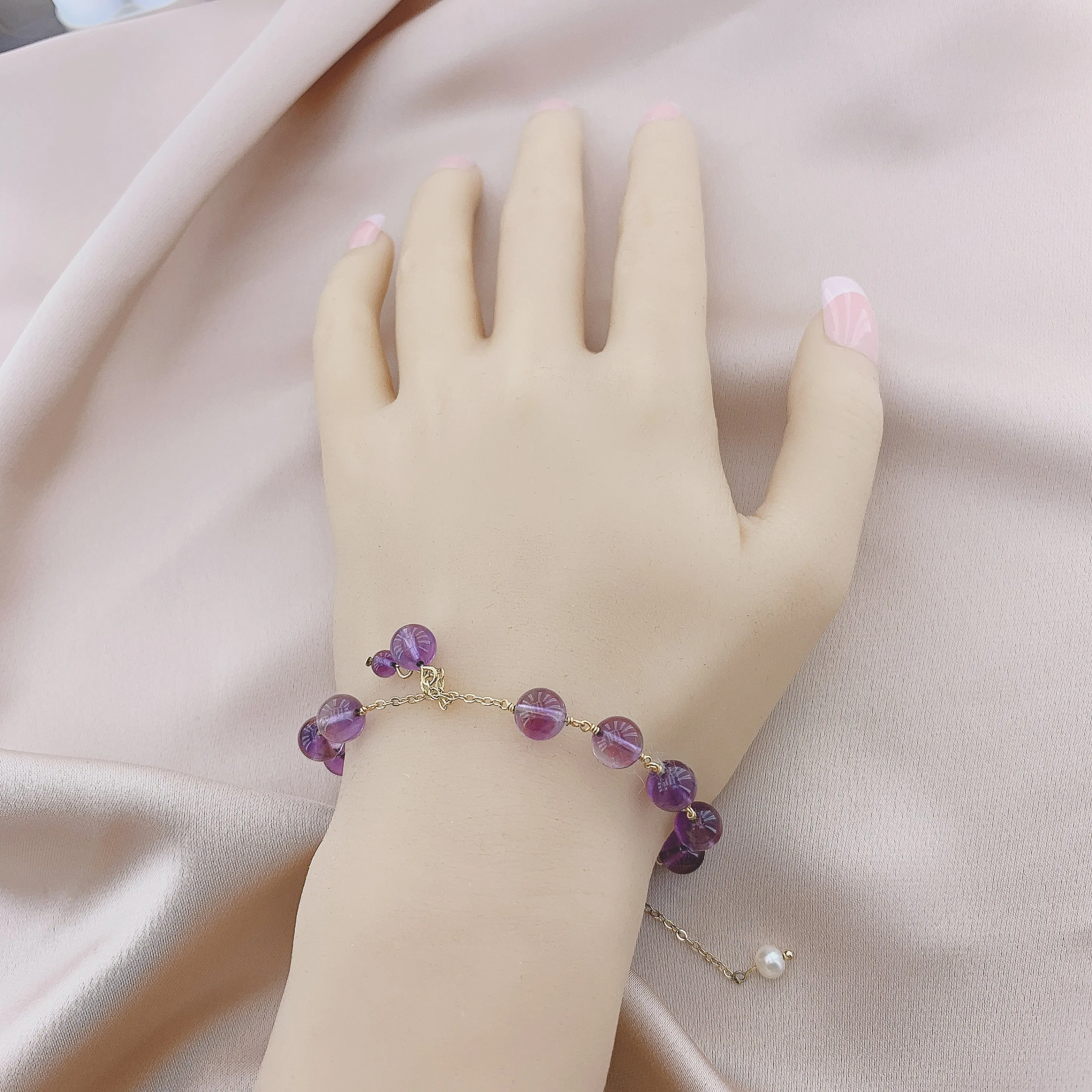 925 Silver Amethyst Beads Gemstone Bracelet