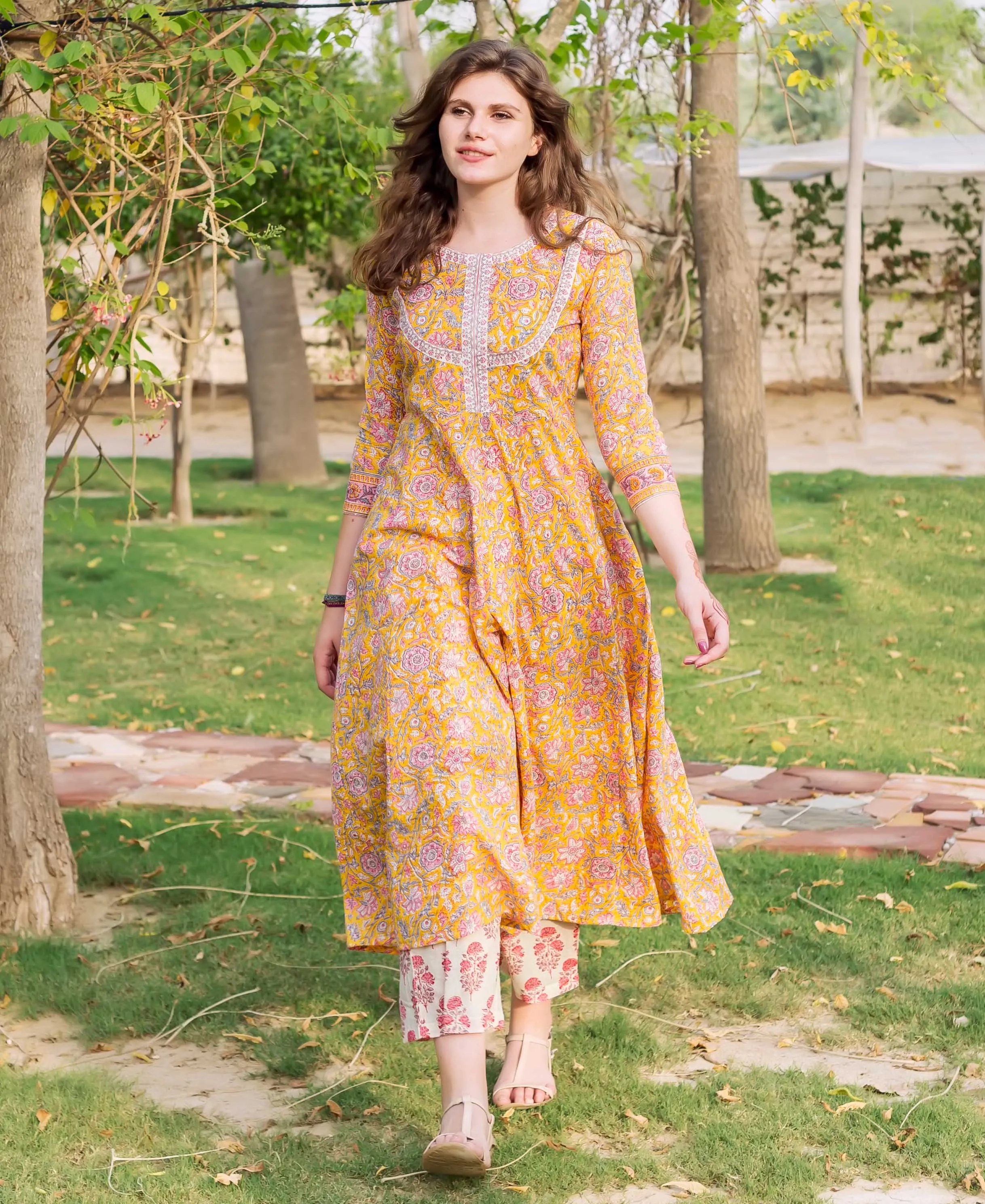 Aaira A-Cut Block Printed Kurta