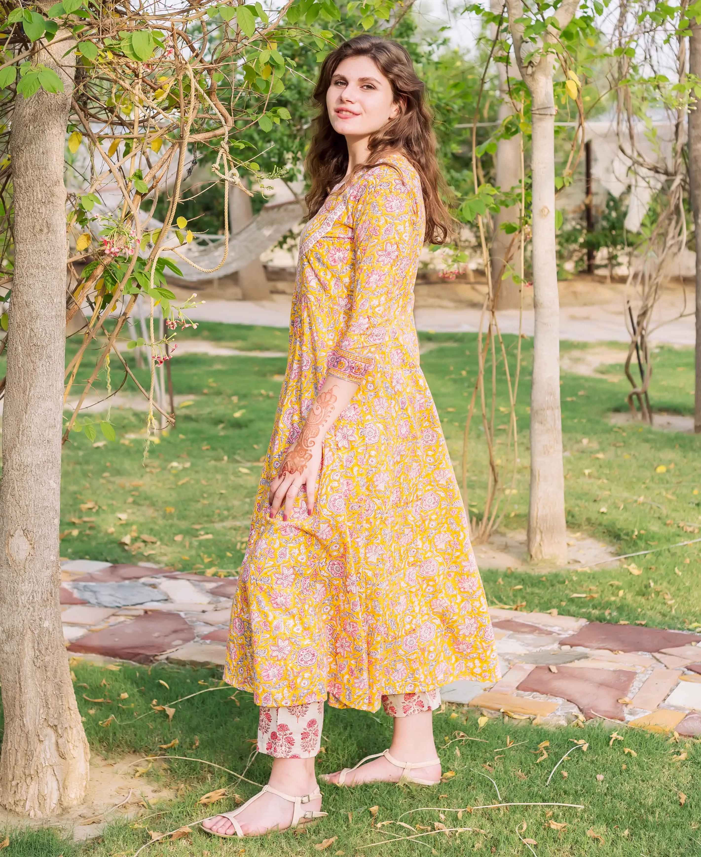 Aaira A-Cut Block Printed Kurta