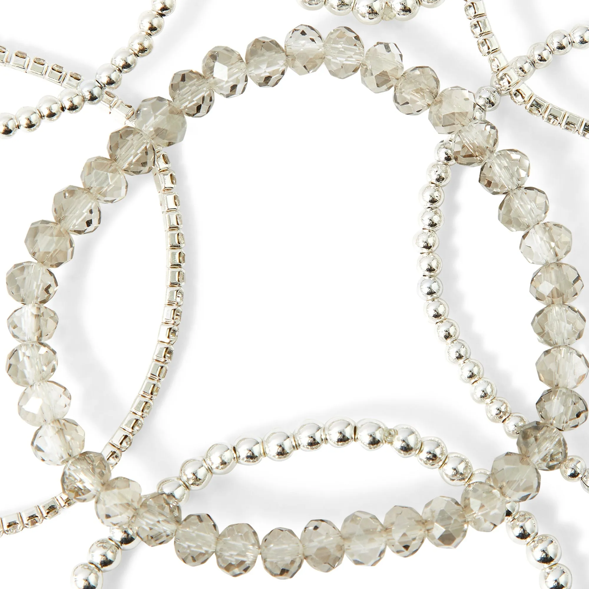 Accessorize London Women's Silver Beaded Stretch Bracelets 9 Pack