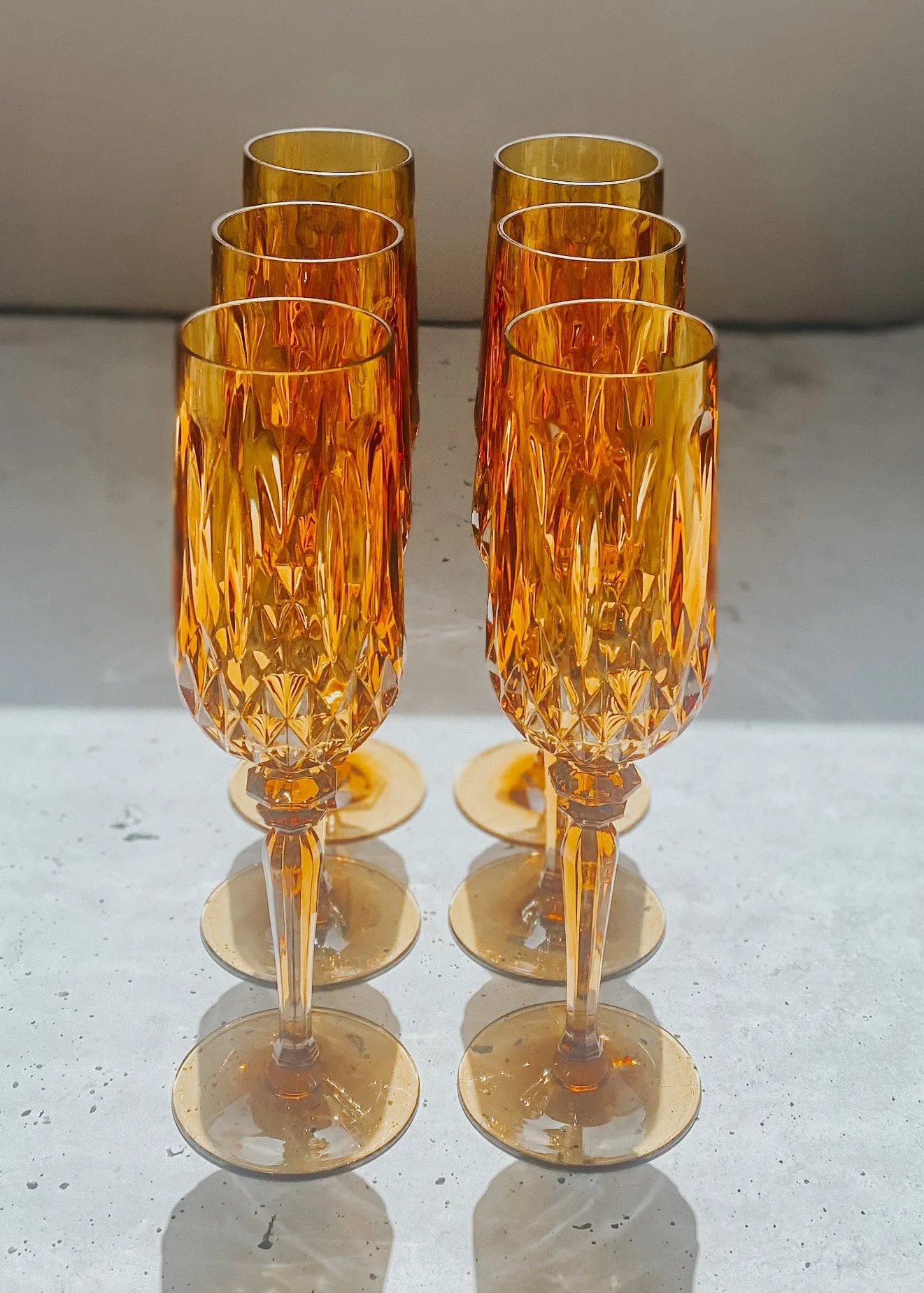 Acrylic Champagne Flute Mustard - Set of 6