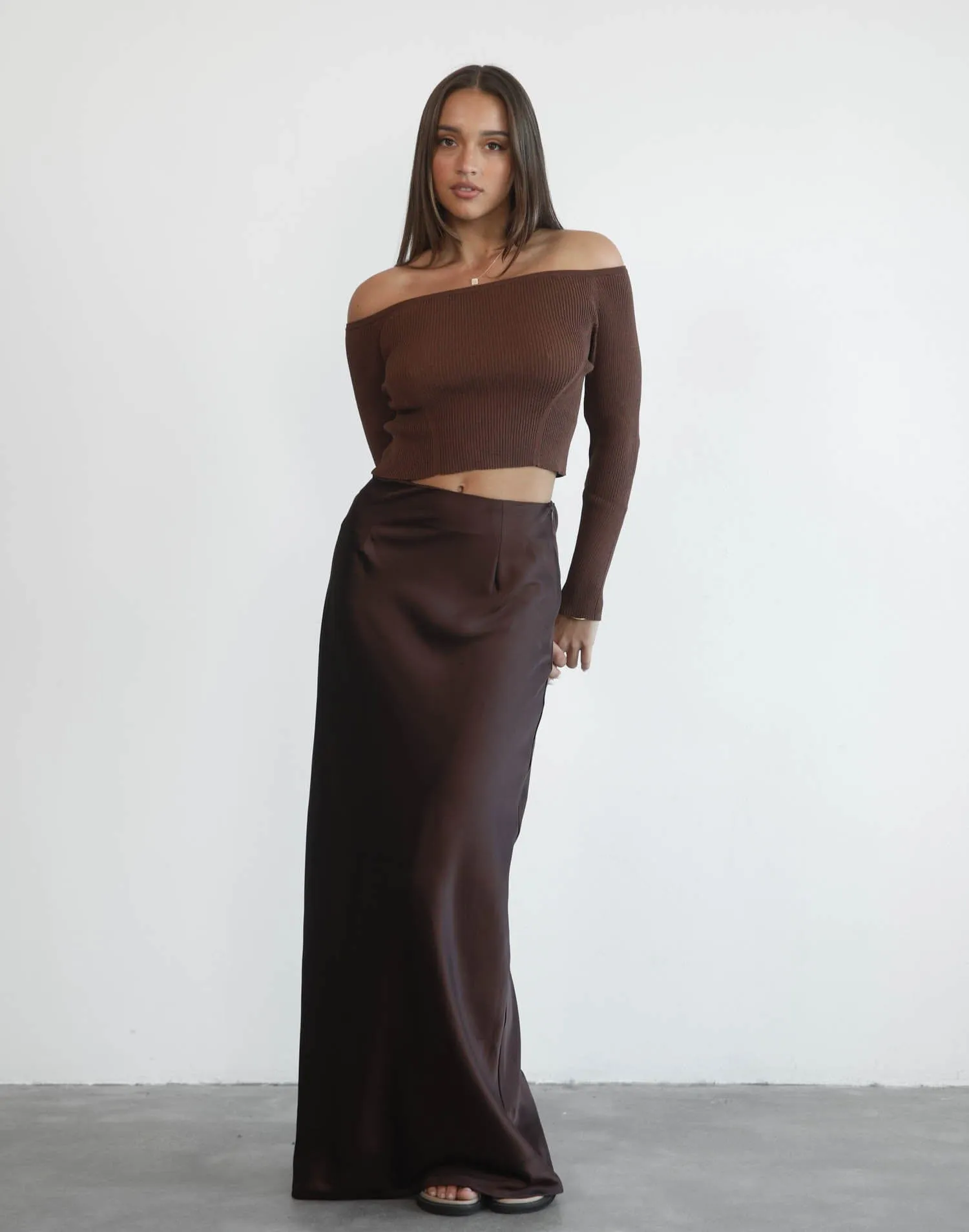 Adriel Long Sleeve Top (Brown)