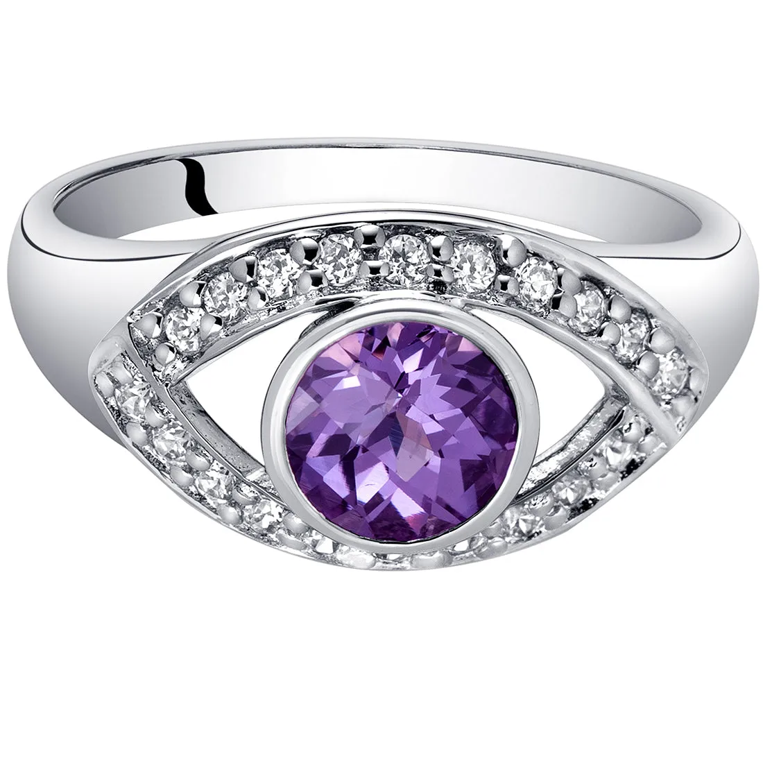 Alexandrite Ring Sterling Silver Third Eye Design 1 Carat Size 8