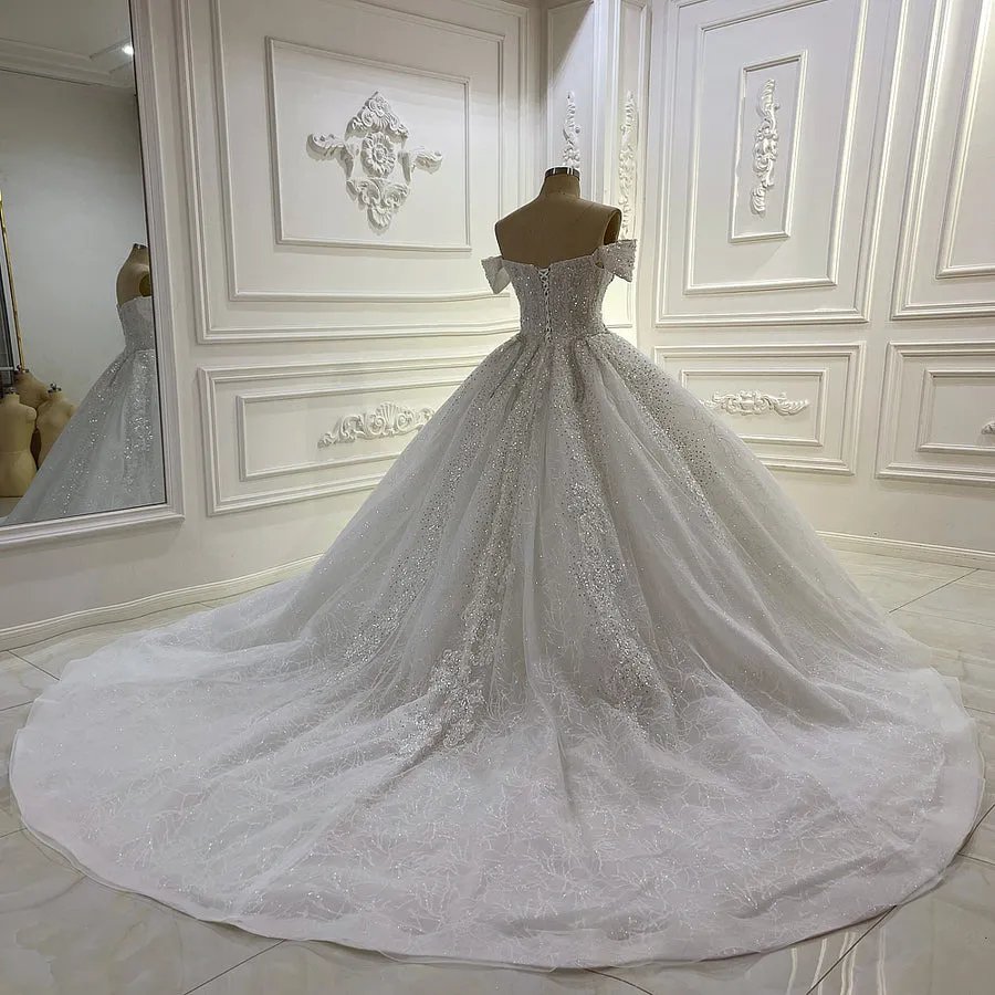 AM1252 Off The Shoulder Luxury Ball gown Wedding Dress