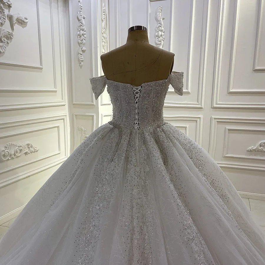 AM1252 Off The Shoulder Luxury Ball gown Wedding Dress