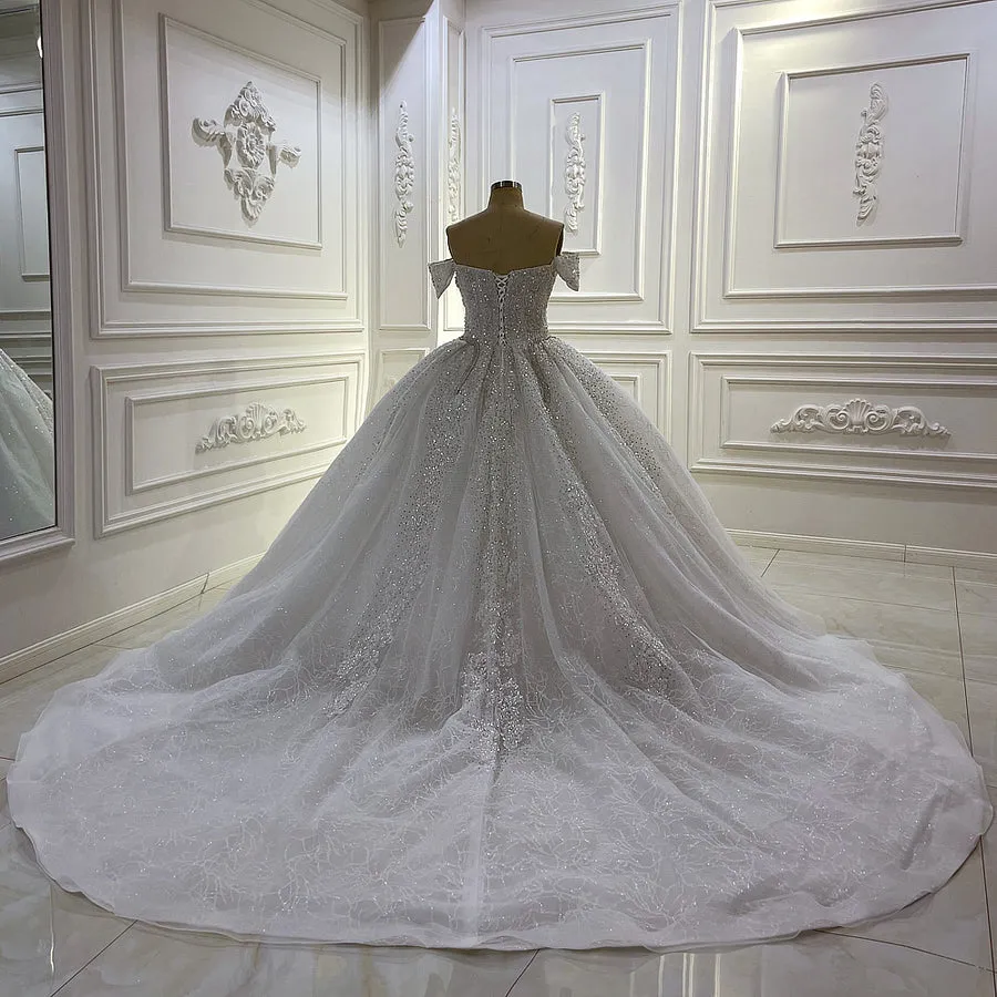 AM1252 Off The Shoulder Luxury Ball gown Wedding Dress