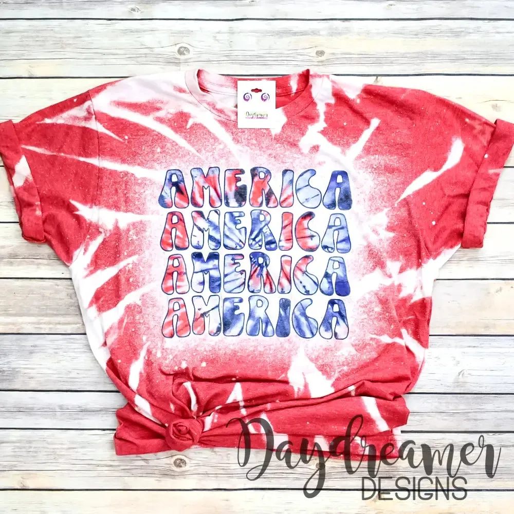 America Tie Dye Bleached Tee