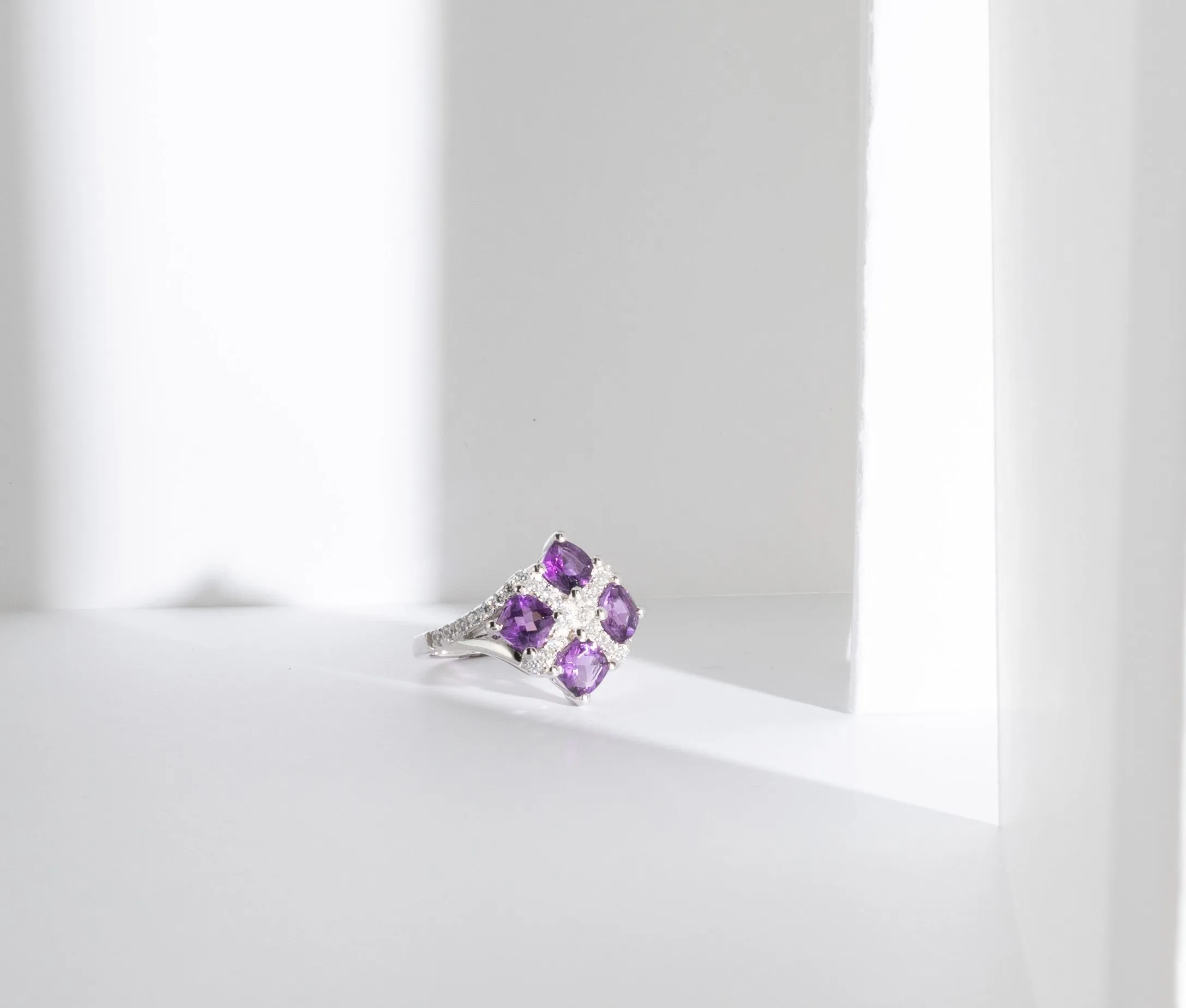 Amethyst Cushion Cut Sterling Silver Ring Size 9