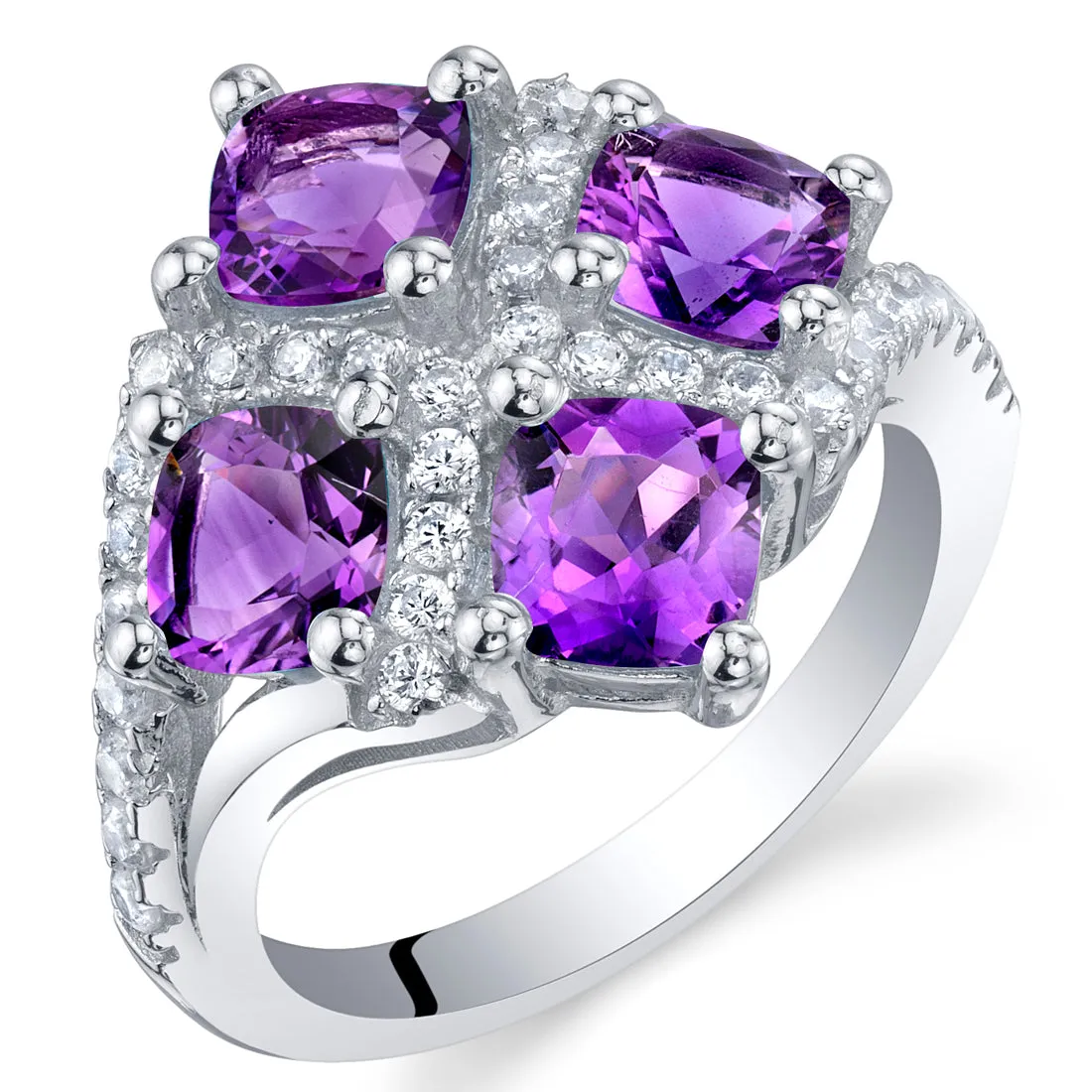 Amethyst Cushion Cut Sterling Silver Ring Size 9