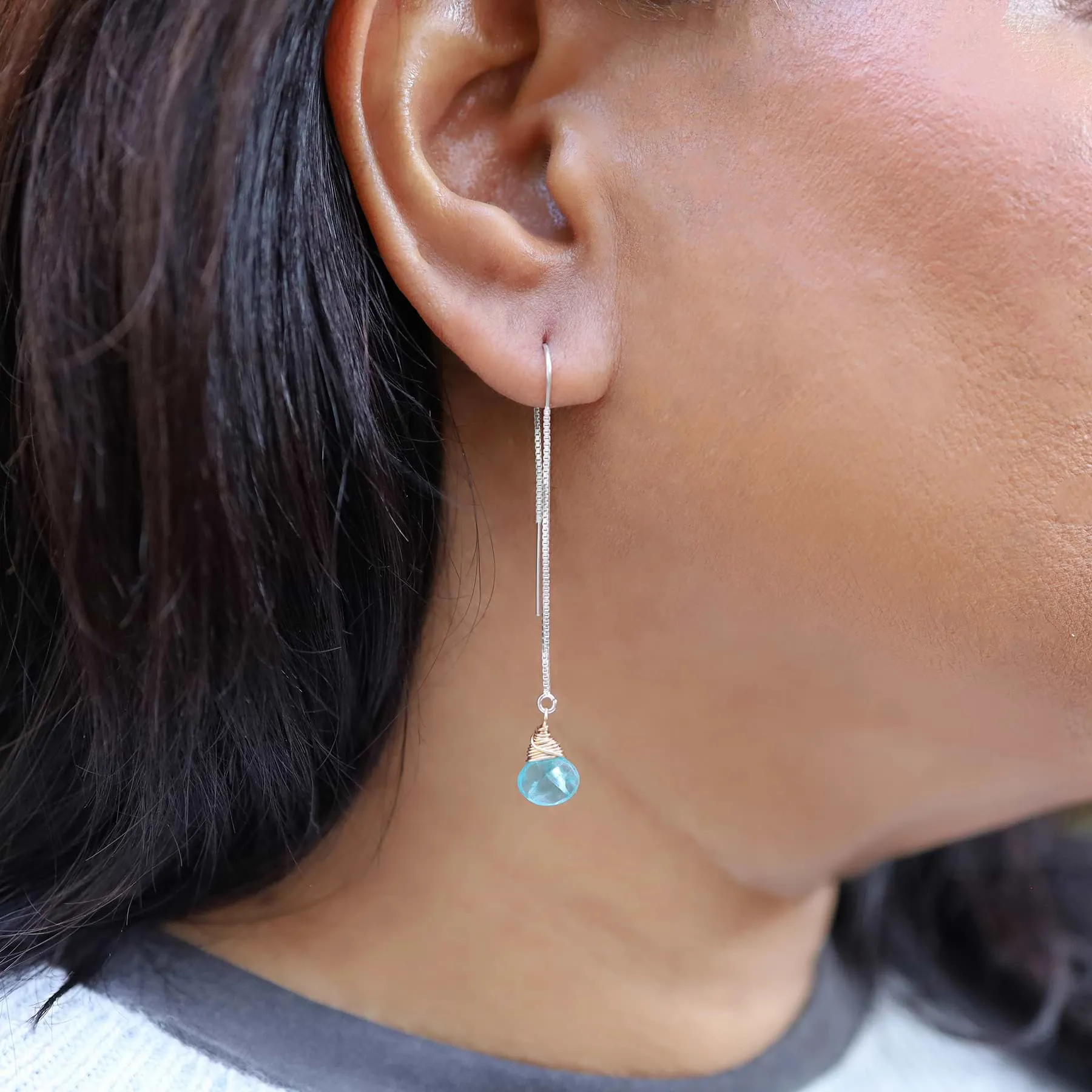 Apatite Silver Thread Earrings