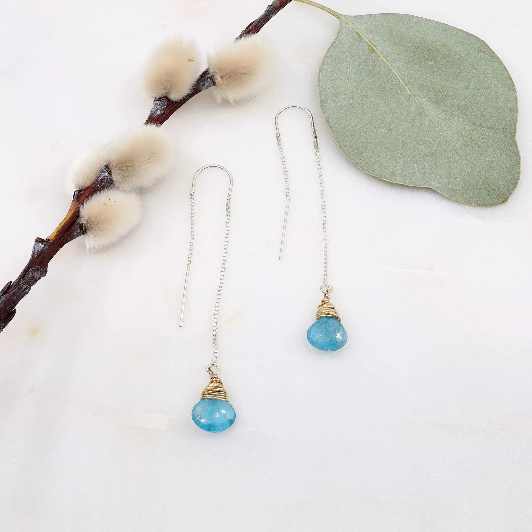 Apatite Silver Thread Earrings