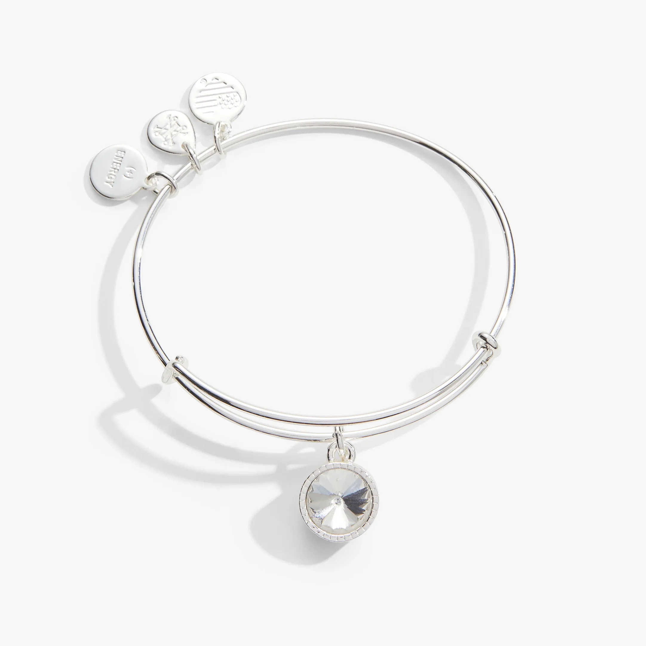 April Birthstone Charm Bangle, Clear Crystal