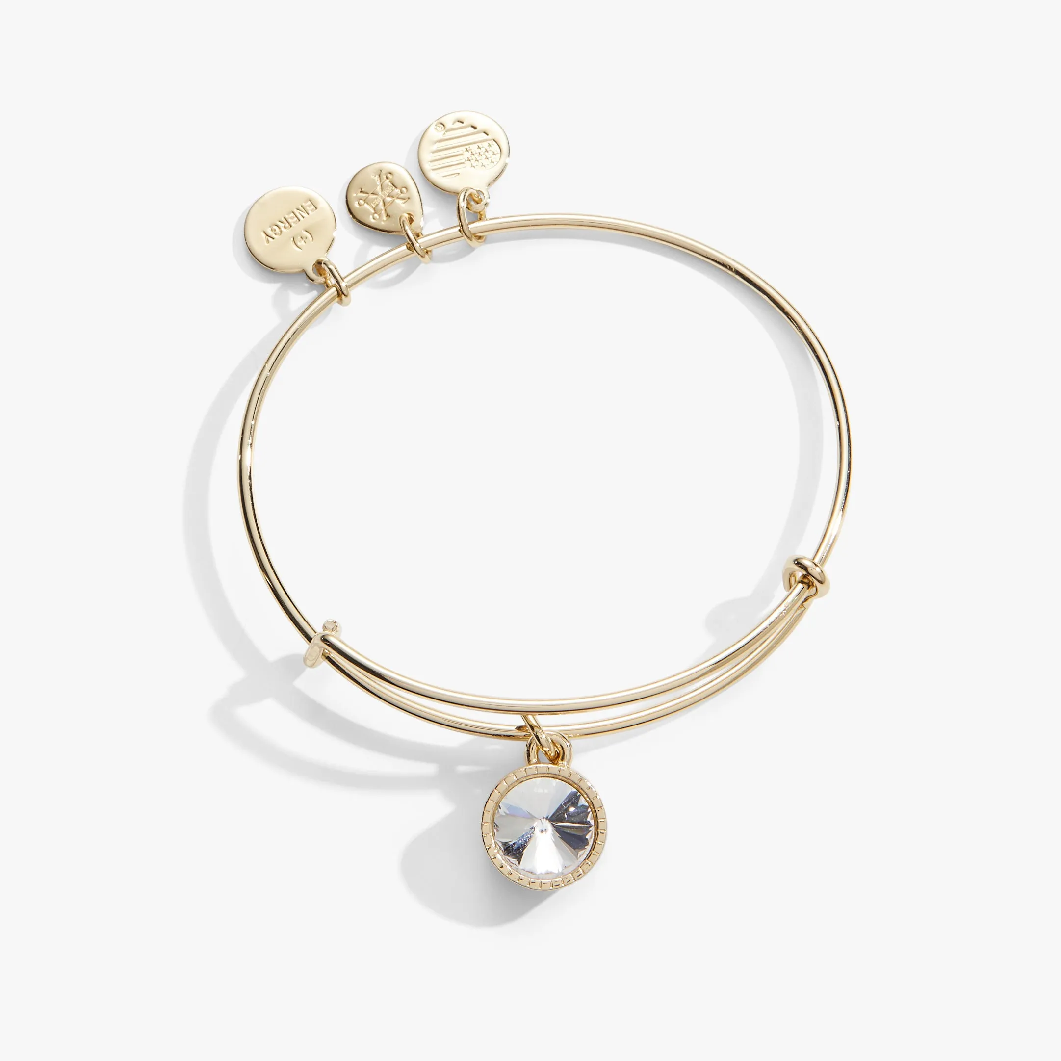 April Birthstone Charm Bangle, Clear Crystal