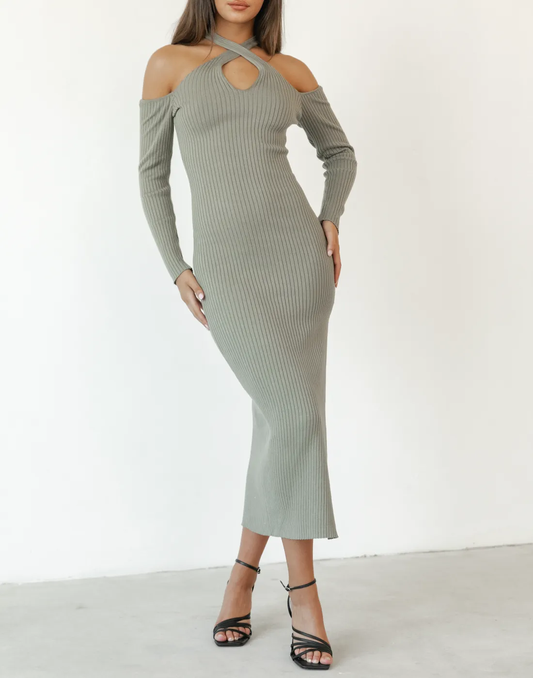 Arielle Midi Dress (Khaki)