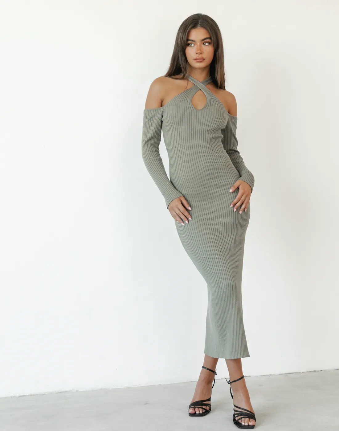 Arielle Midi Dress (Khaki)