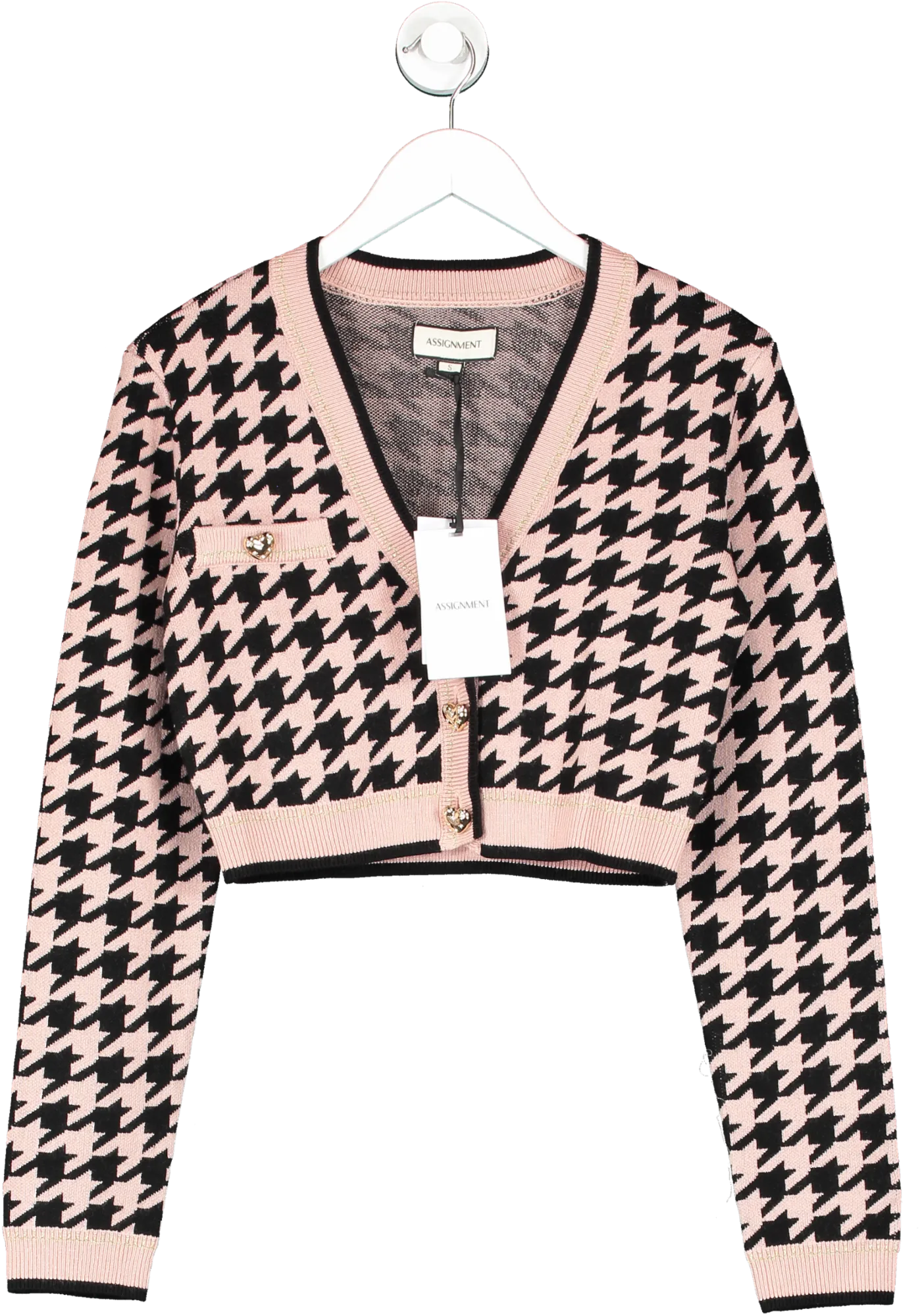 assignment Pink Carly Dogtooth Cardigan UK S