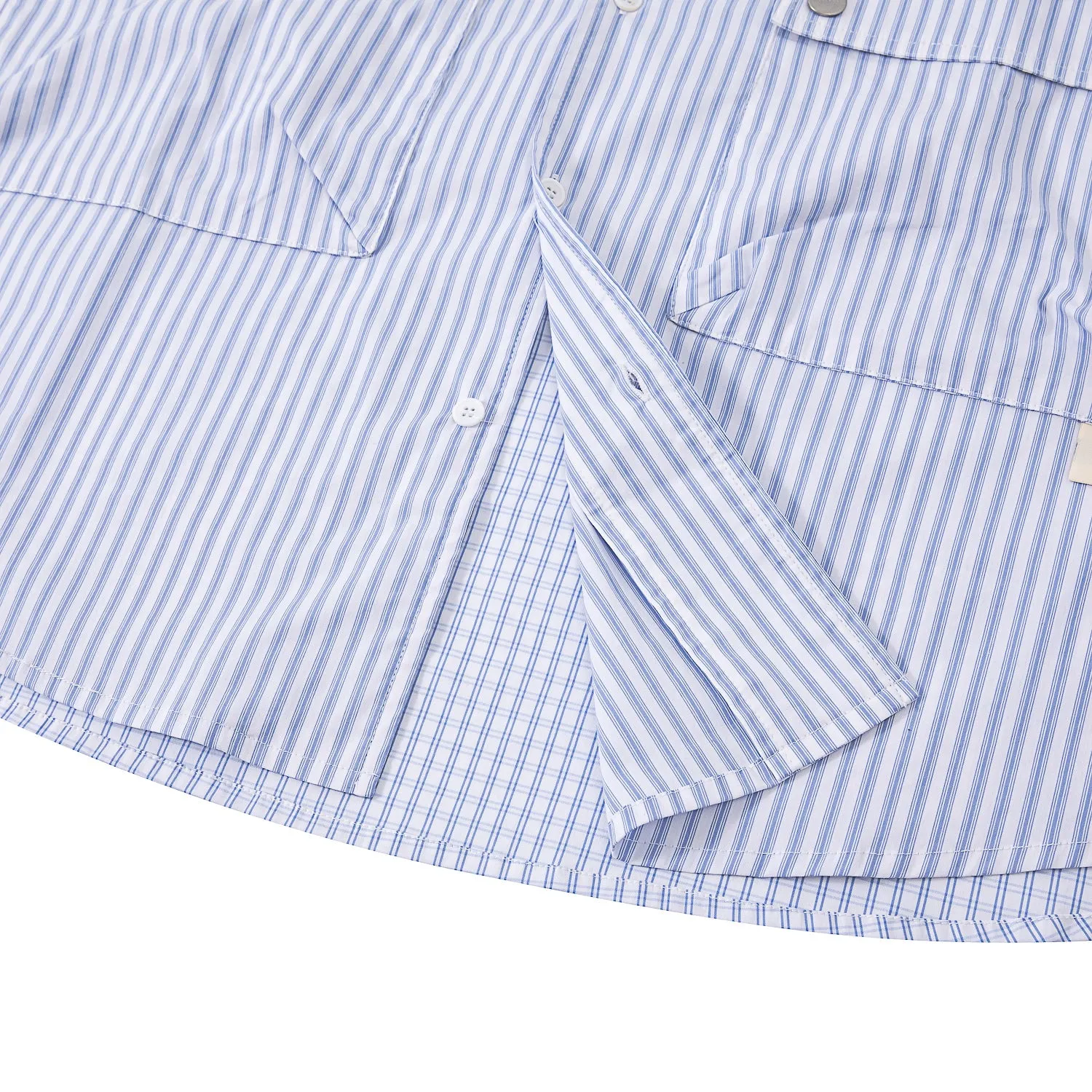 A[S]USL STRIPES MIX CHECKS SHIRT-BLUE