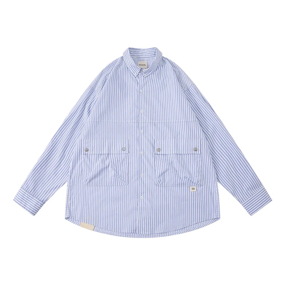 A[S]USL STRIPES MIX CHECKS SHIRT-BLUE