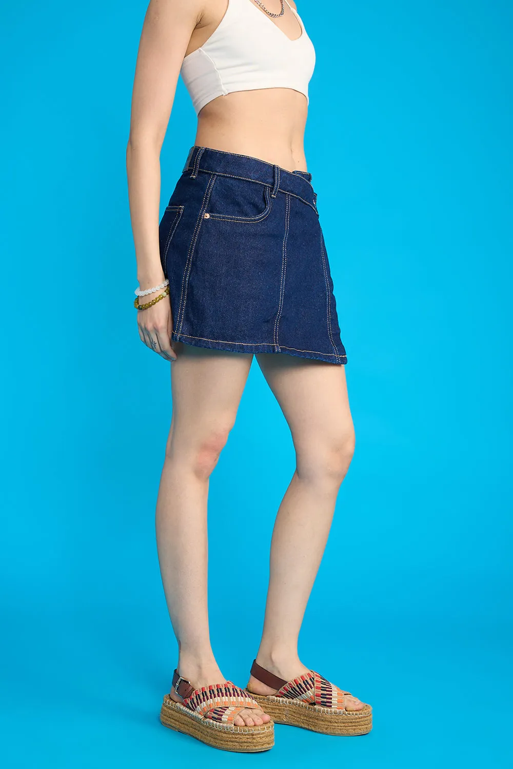 Asymmetrical Raw Denim Skort