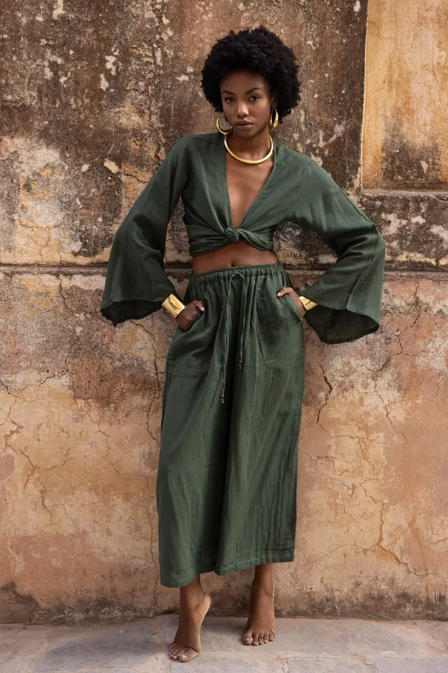 August Oversized Trousers - Khaki Green