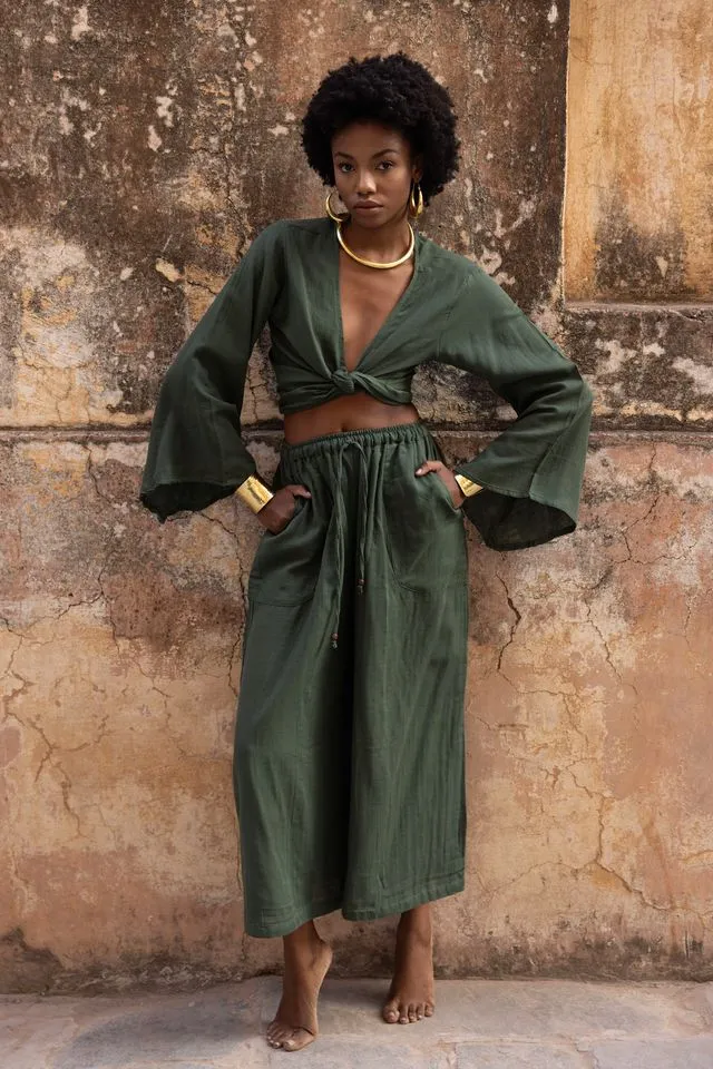 August Oversized Trousers - Khaki Green