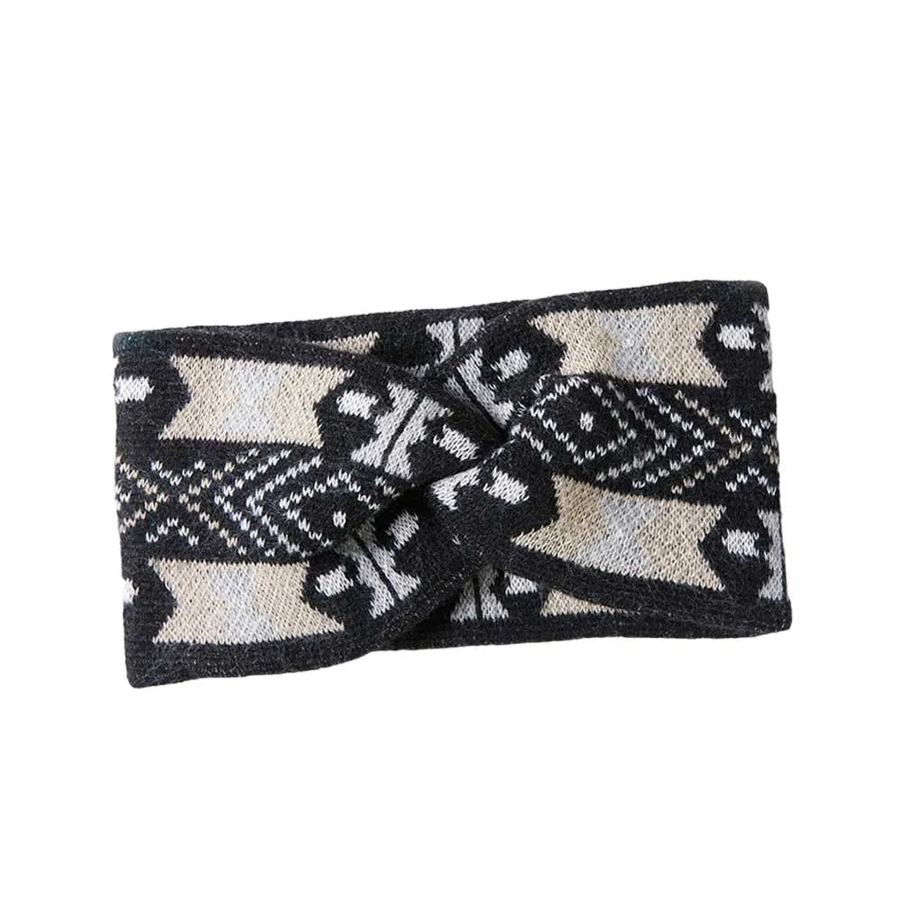 Aztec Patterned Knit Earmuff Headband