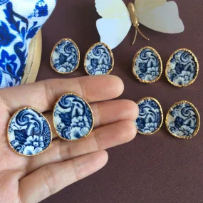 Azulejos porcelain stud earrings