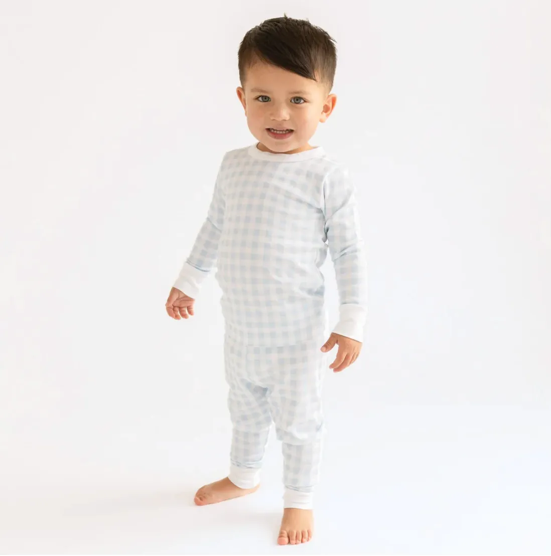 Baby Checks Spring 24 Long Pajamas Light Blue