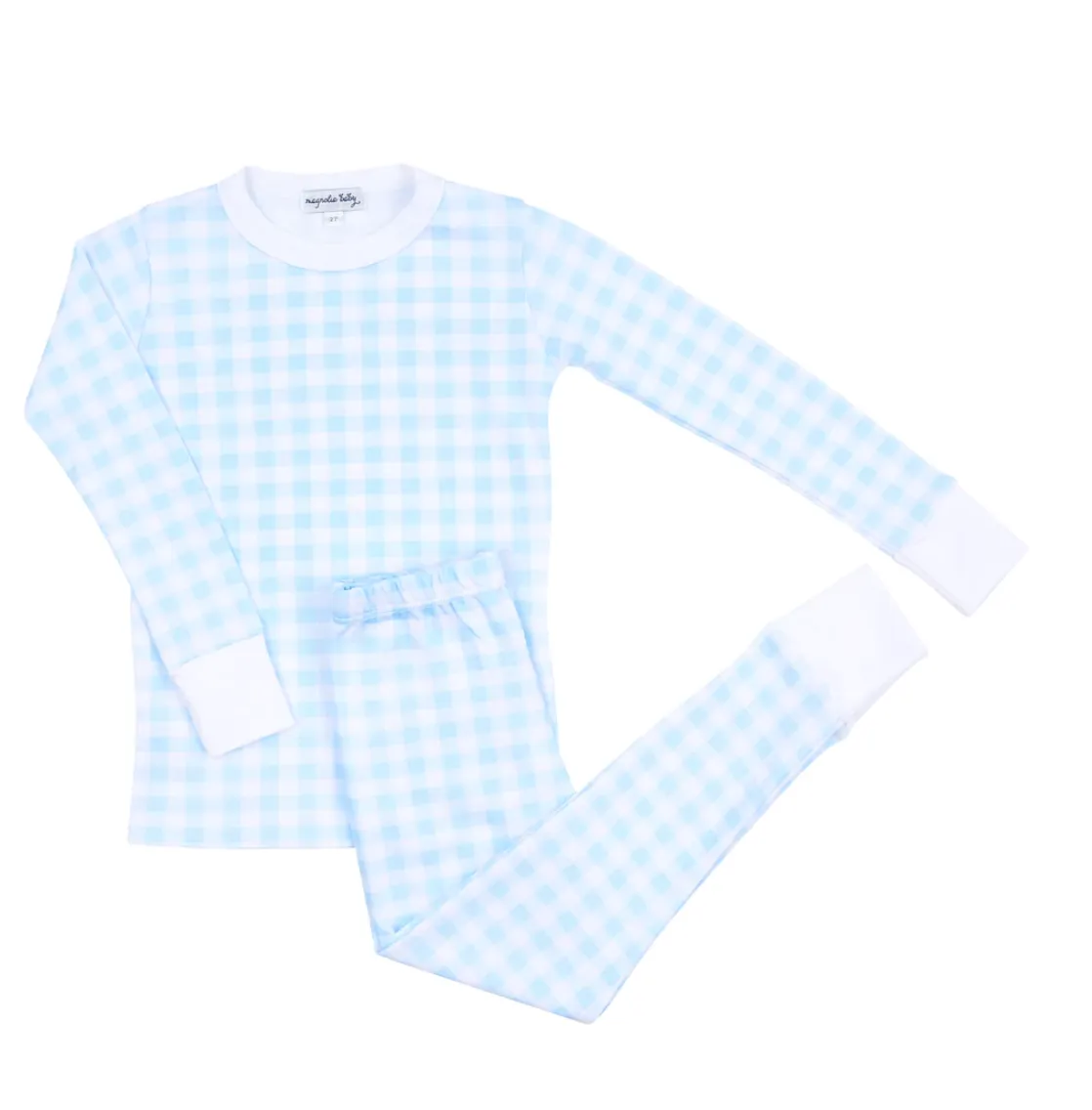 Baby Checks Spring 24 Long Pajamas Light Blue