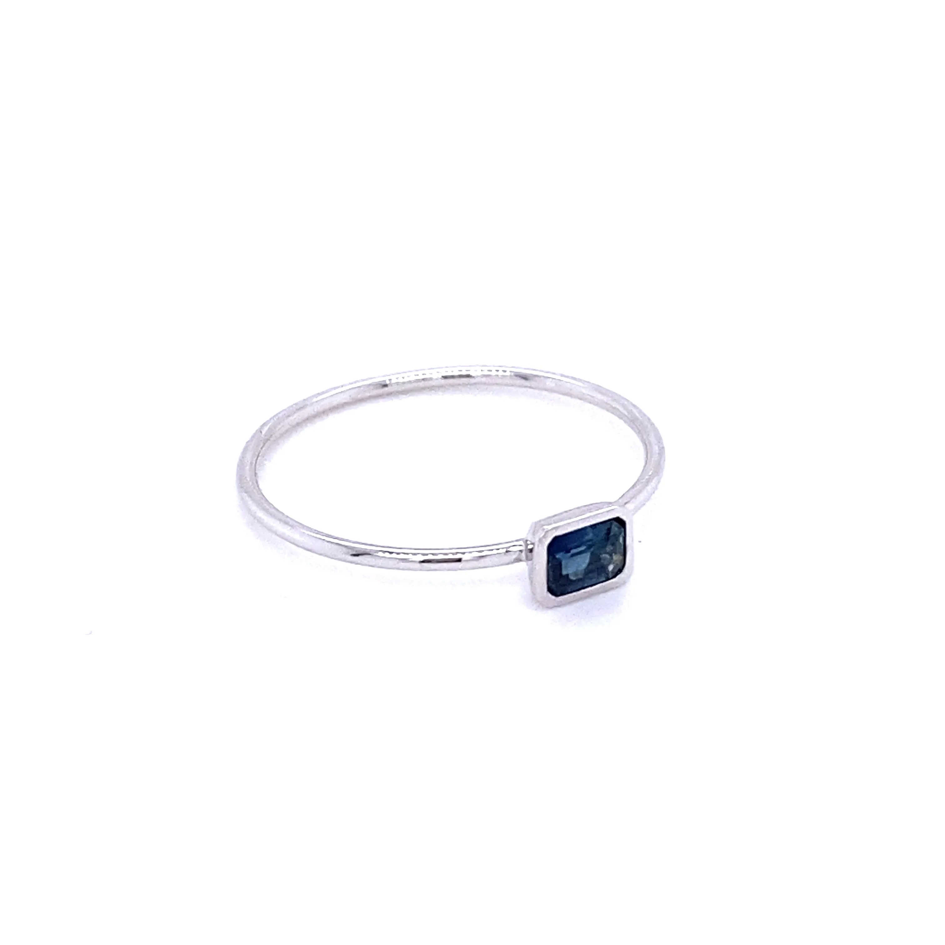 Baguette Blue Sapphire Stacker Ring