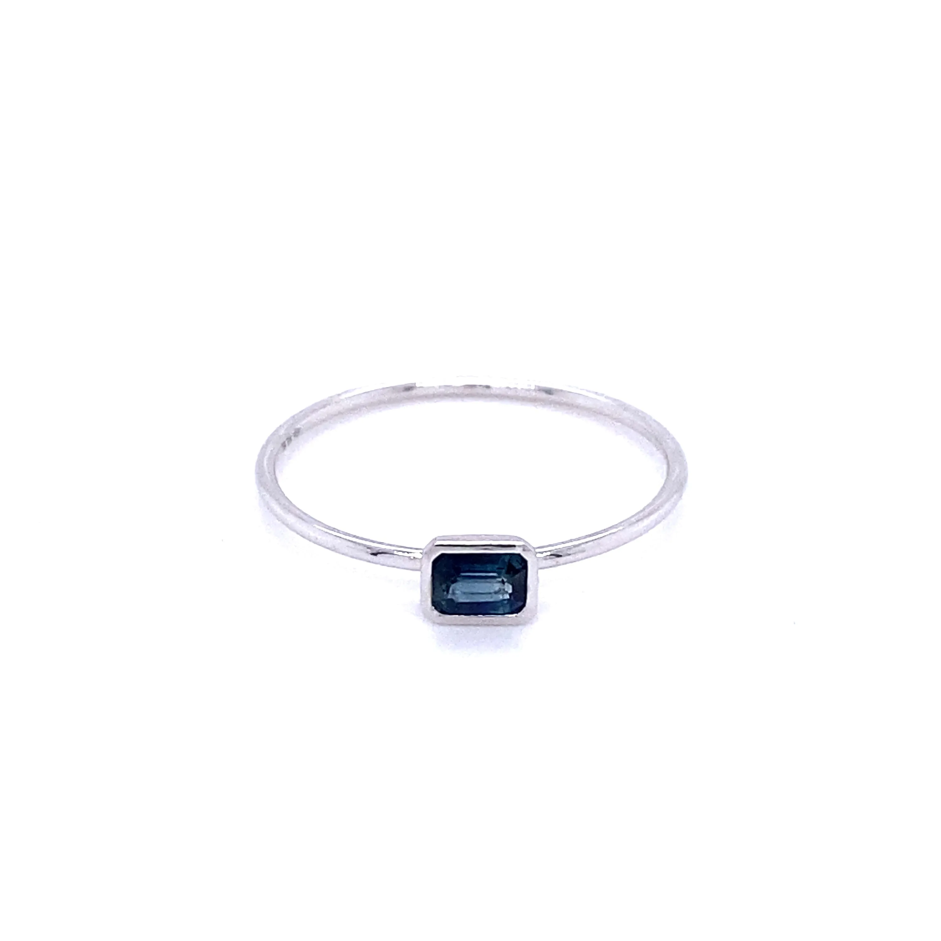 Baguette Blue Sapphire Stacker Ring