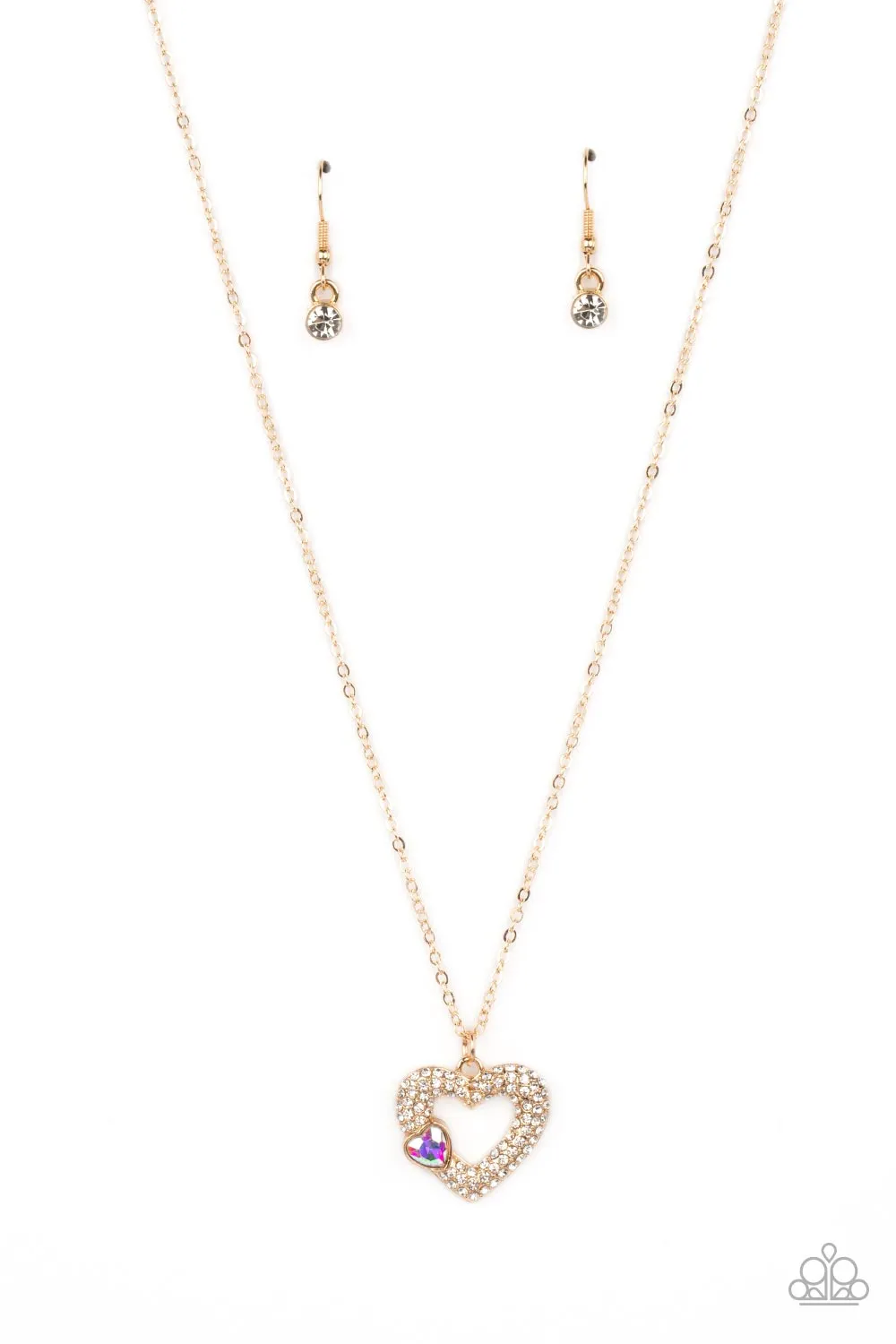 Bedazzled Bliss Multi & Gold Heart Necklace - Paparazzi Accessories