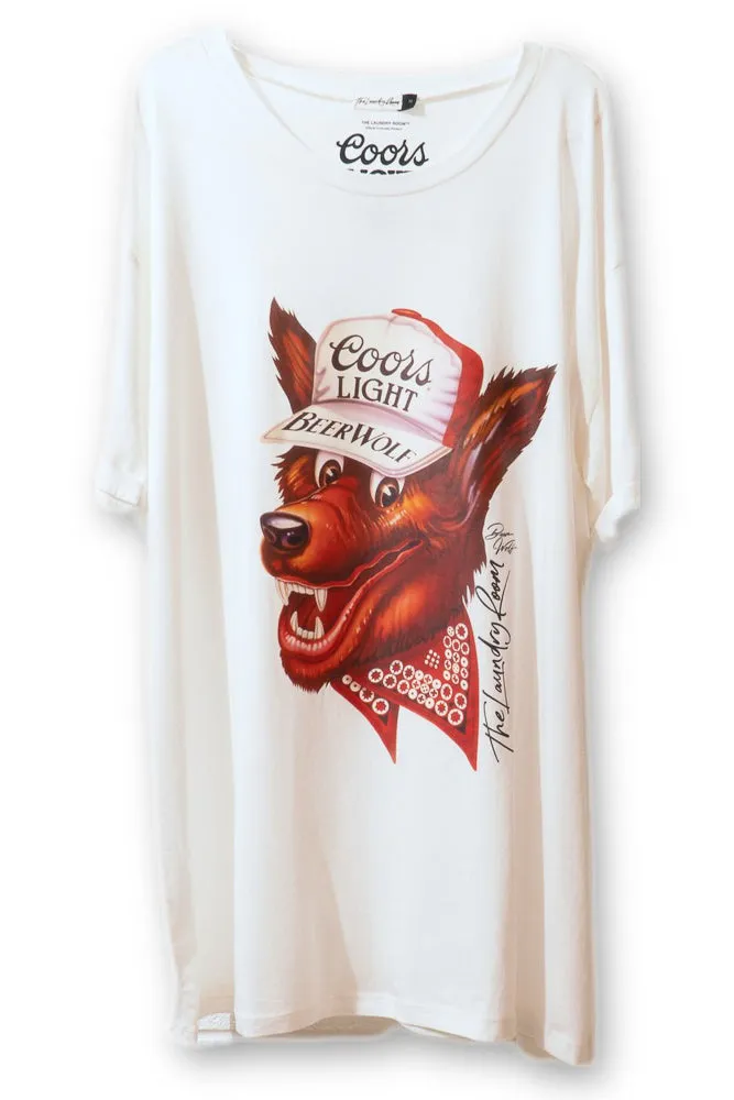 Beer Wolf Oversized Tee - White