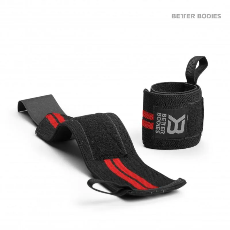 Better Bodies Elastic Wrist Wraps - Black-Red