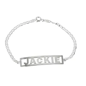 Better Jewelry Personalized .925 Sterling Silver Open Block Letter Name Plate Bracelet