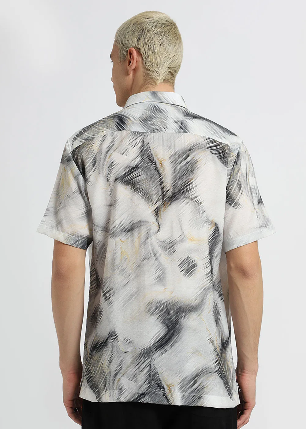 Black Silver Streak Printed Shirt