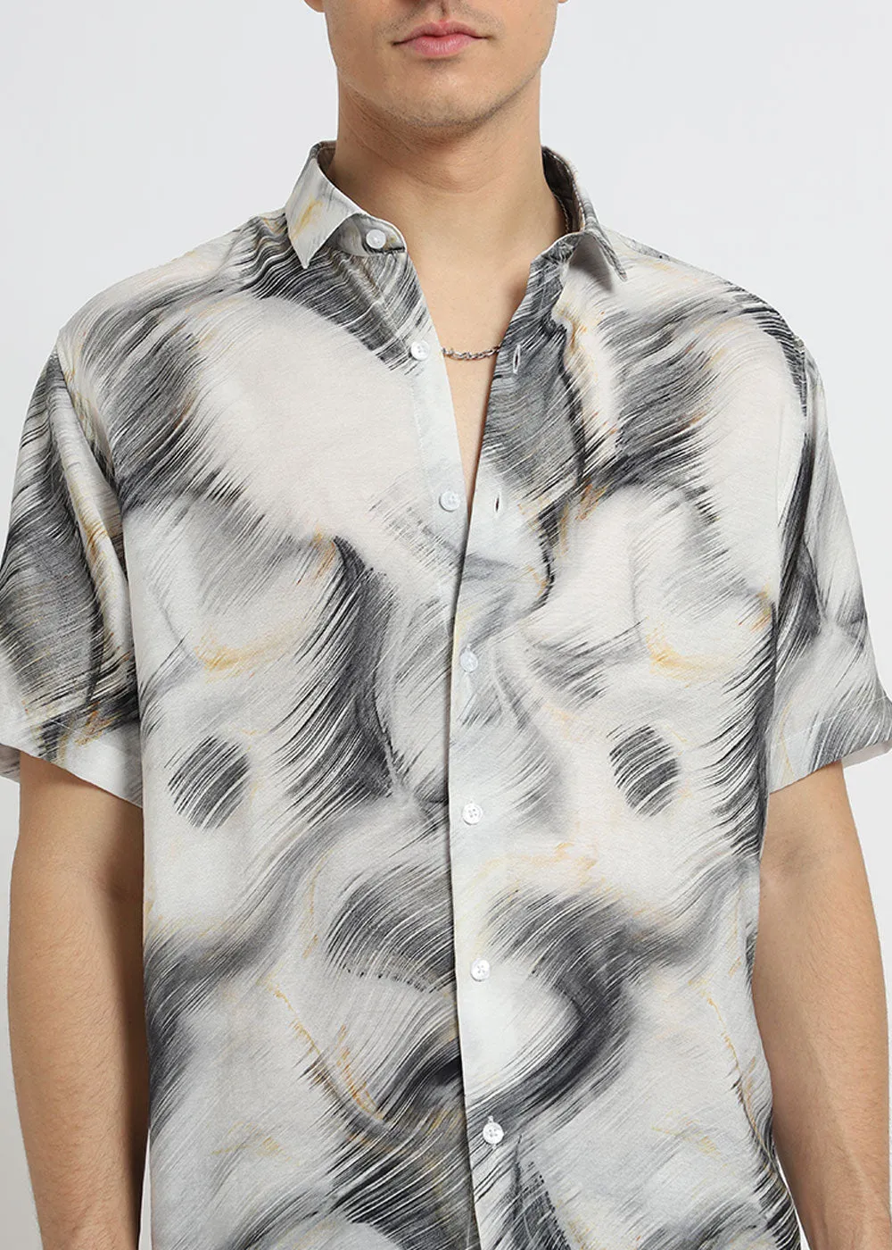 Black Silver Streak Printed Shirt