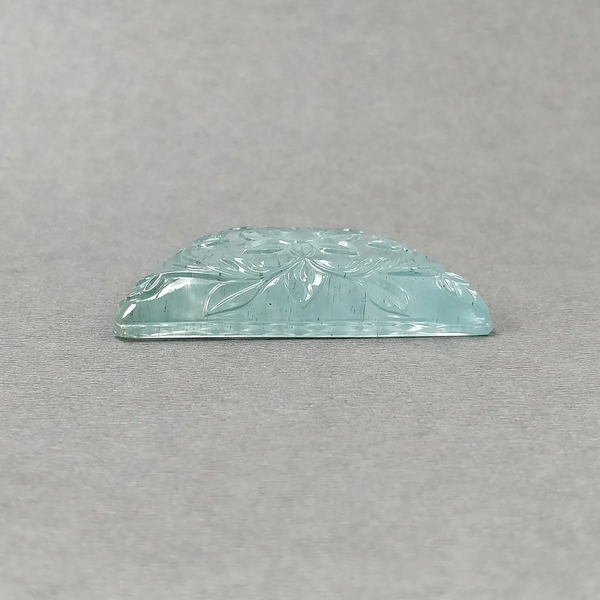 BLUE AQUAMARINE Gemstone Carving  : 94.50cts Natural Untreated Aqua Both Side Hand Carved Uneven Shape 48*27.5mm