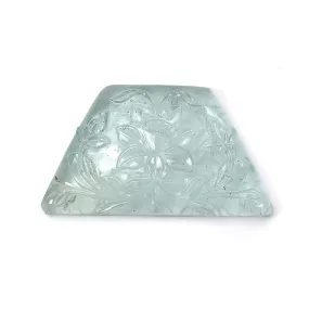 BLUE AQUAMARINE Gemstone Carving  : 94.50cts Natural Untreated Aqua Both Side Hand Carved Uneven Shape 48*27.5mm