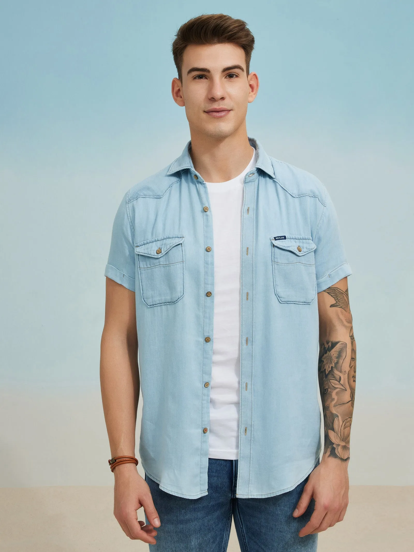 Blue Light Weight Denim Shirt