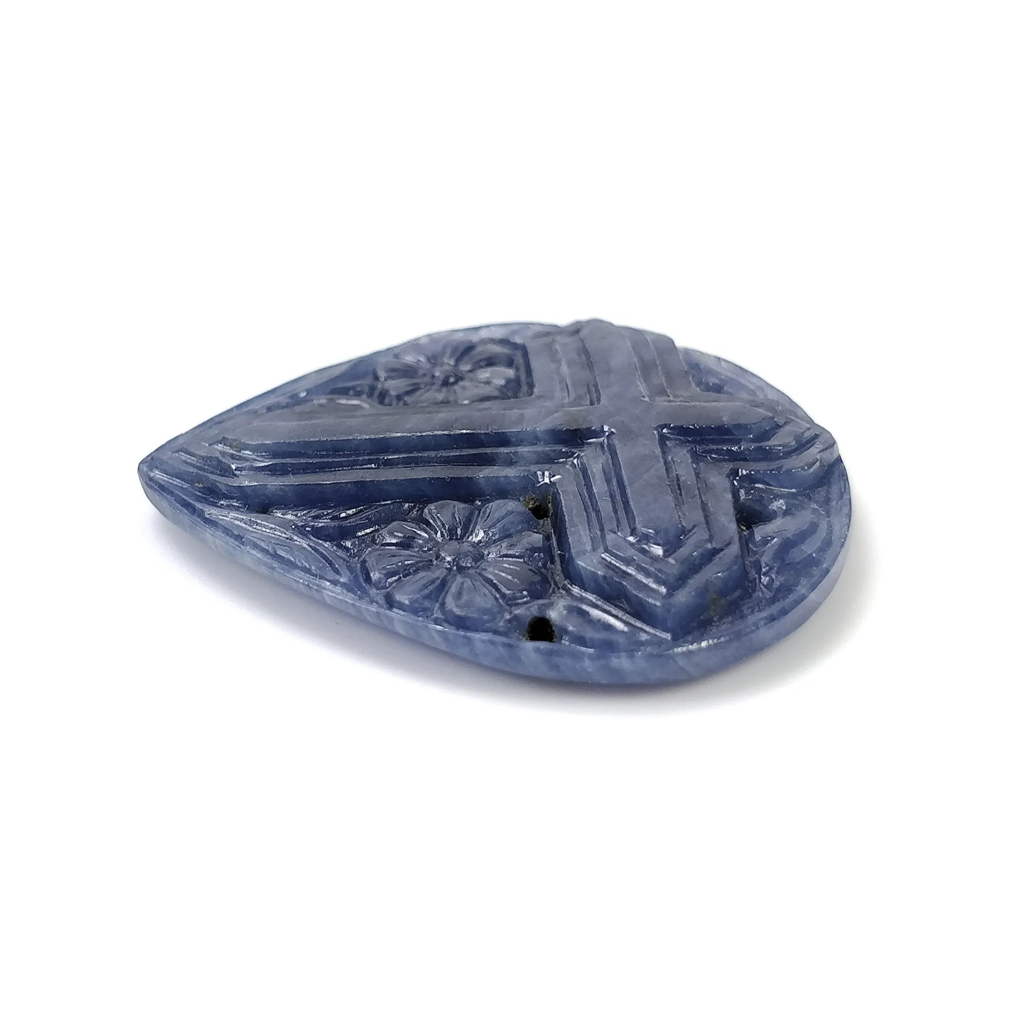 BLUE SAPPHIRE Gemstone Carving : 53.00cts Natural Untreated Unheated Sapphire Hand Carved Heart Shape 35mm (With Video)