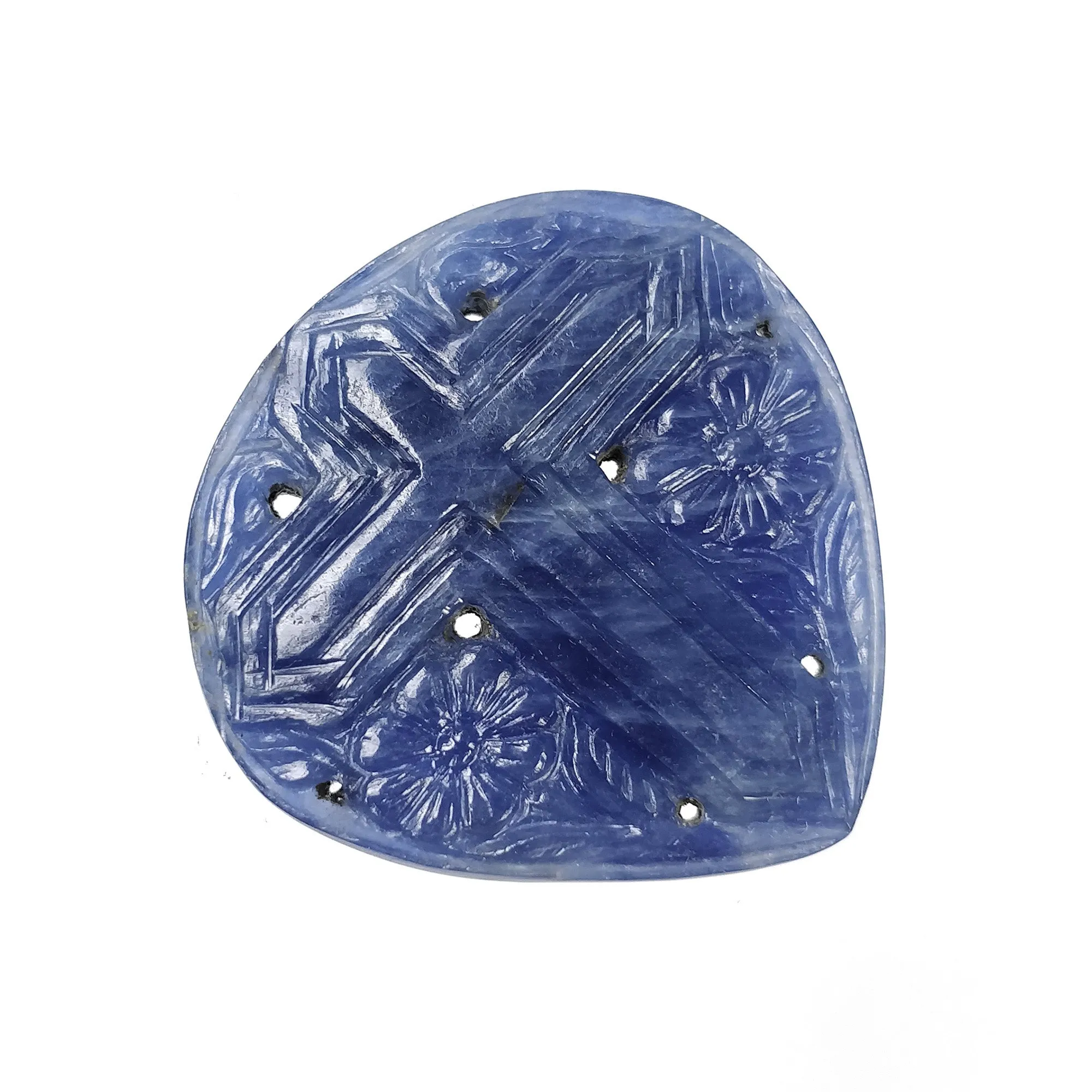 BLUE SAPPHIRE Gemstone Carving : 53.00cts Natural Untreated Unheated Sapphire Hand Carved Heart Shape 35mm (With Video)