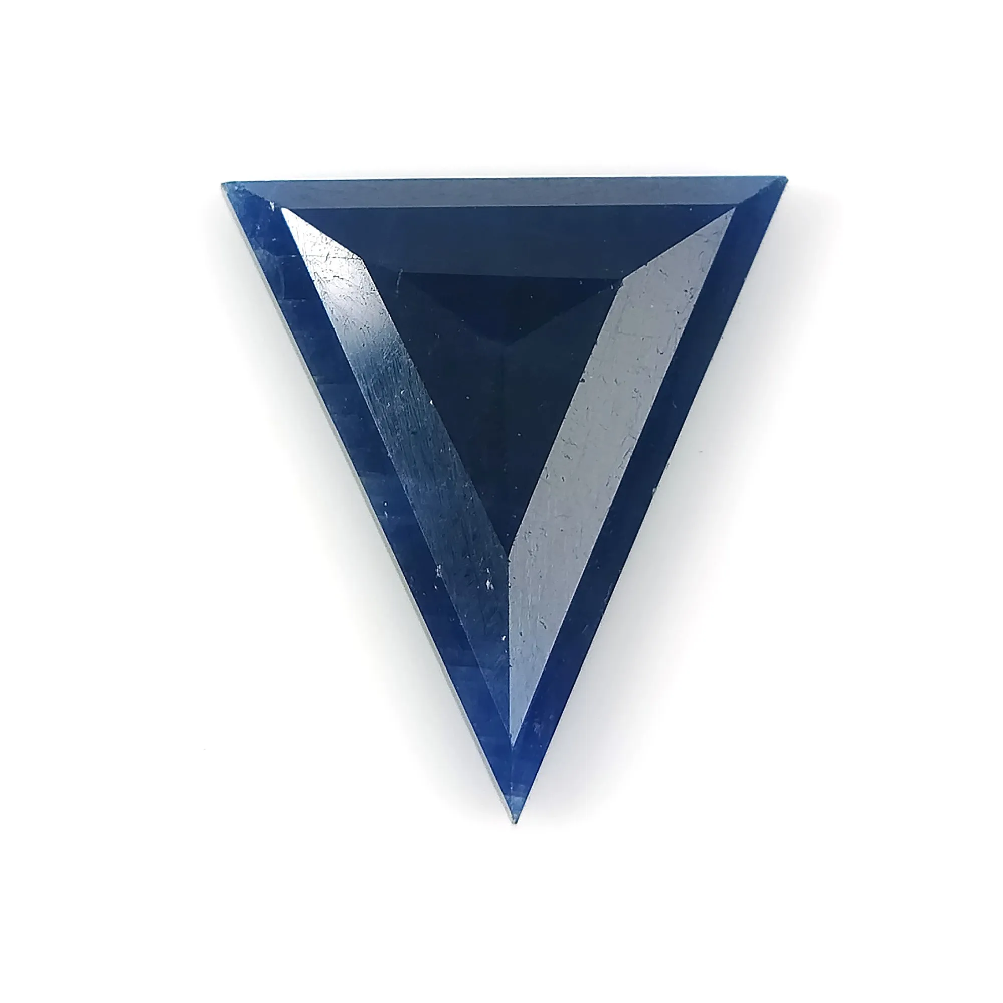 BLUE SAPPHIRE Gemstone Step Cut : 5.55cts Natural Untreated Unheated Sapphire Triangle Shape 16*14mm (With Video)